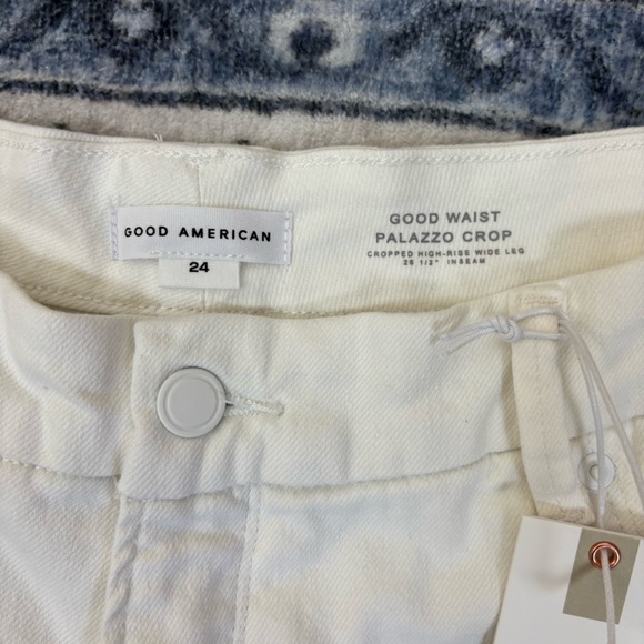 Good American Good Waist Palazzo Crop Jeans Women’s Size 24 White High Rise NWT - Picture 5 of 8